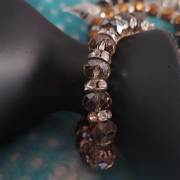 4 PC Crystal Beaded Faceted Rhinestone Stretch bracelets - Picture 8 of 11